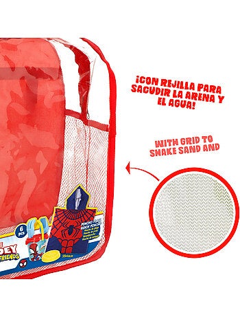 Spidey ensemble de plage avec seau, accessoires, sac à dos et poncho