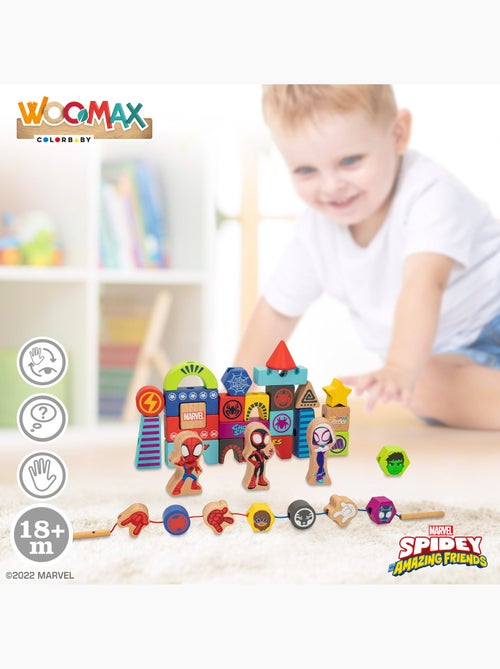Spidey et sa super équipe jeu de blocs en bois et de formes à relier woomax - Kiabi