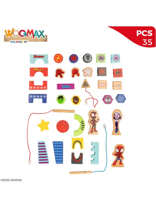Spidey et sa super équipe jeu de blocs en bois et de formes à relier woomax - Kiabi
