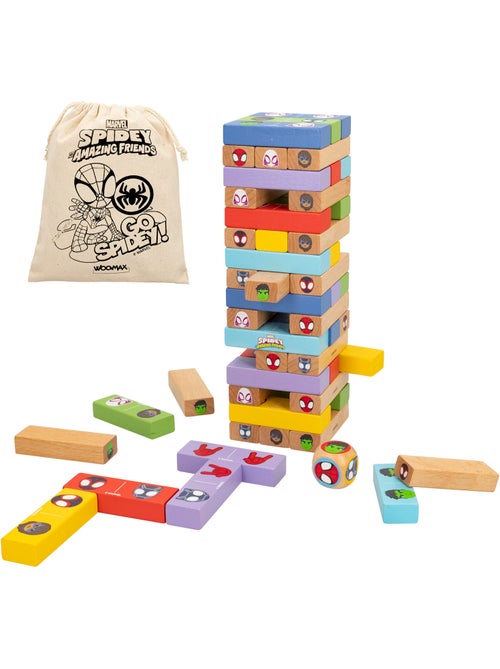 Spidey et sa Super Team Ensemble de blocs de bois 2 en 1 WOOMAX - Kiabi