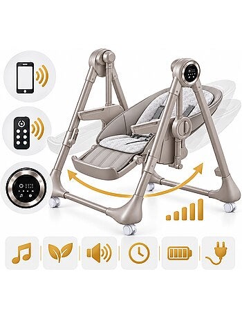 SPLITY Multifonction 3 en 1, chaise haute, transat, balancelle electrique