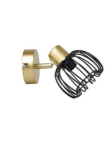 Spot patère orientable 1 abat-jour métal doré et noir