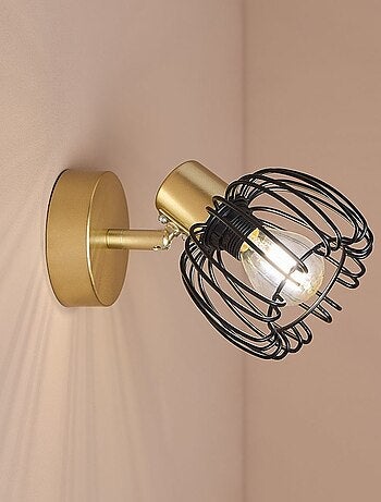 Spot patère orientable 1 abat-jour métal doré et noir
