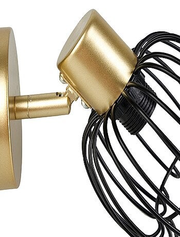 Spot patère orientable 1 abat-jour métal doré et noir