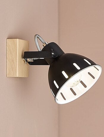 Spot patère orientable 1 abat-jour métal noir