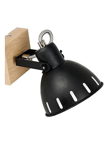 Spot patère orientable 1 abat-jour métal noir