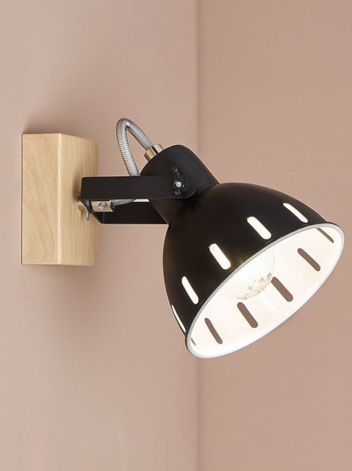 Spot patère orientable 1 abat-jour métal noir - Kiabi