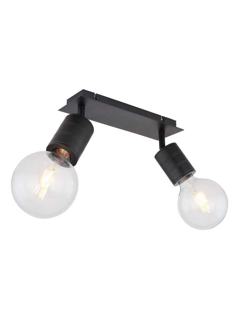 Spot plafonnier design métal Hermine - 2 Ampoules Noir - Kiabi