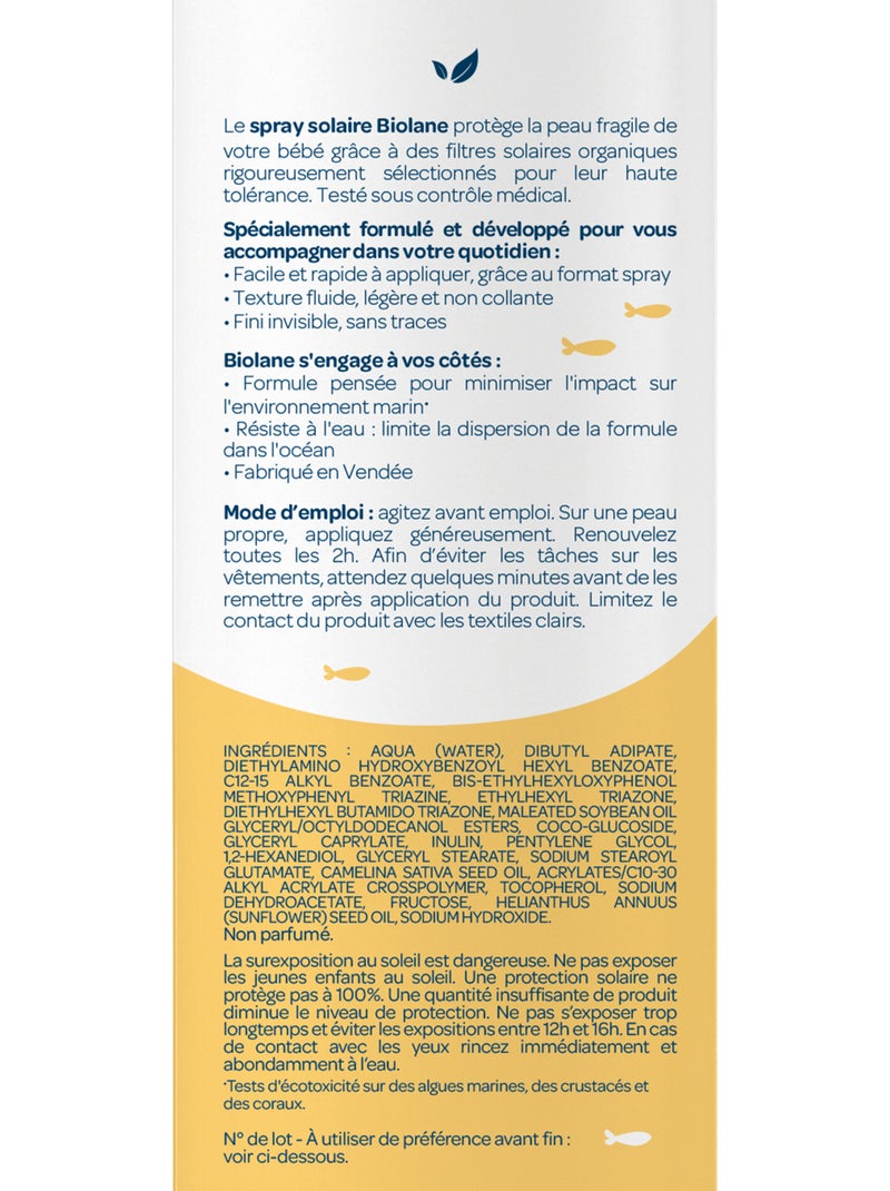 Spray solaire 200ml biolane Multicolore - Kiabi