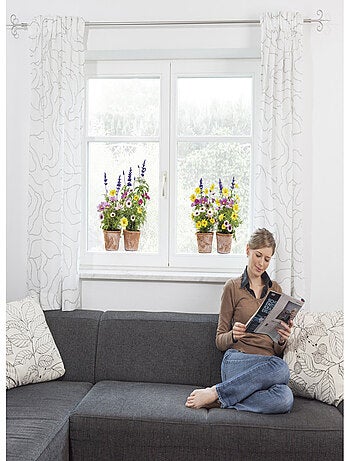 Springtime, Sticker mural pots de fleurs colorées - 31 x 31 cm