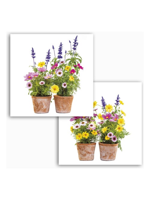 Springtime, Sticker mural pots de fleurs colorées - 31 x 31 cm - Kiabi