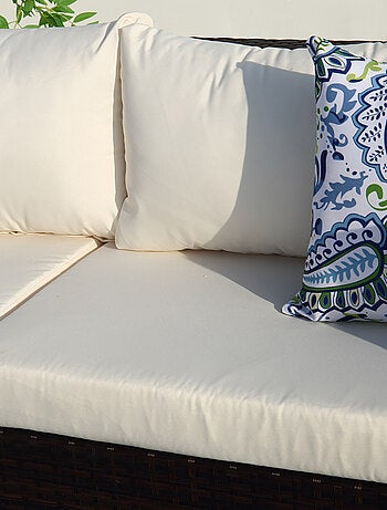 STALLA - Salon de jardin modulable 13/14 places en résine tressée noir et blanc