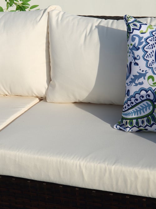 STALLA - Salon de jardin modulable 13/14 places en résine tressée noir et blanc - Kiabi