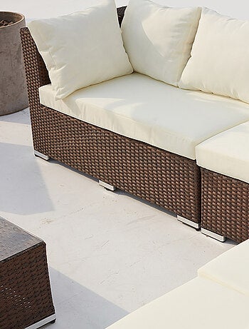 STALLA Salon de jardin modulable 13-14 places en résine tressée noir et gris