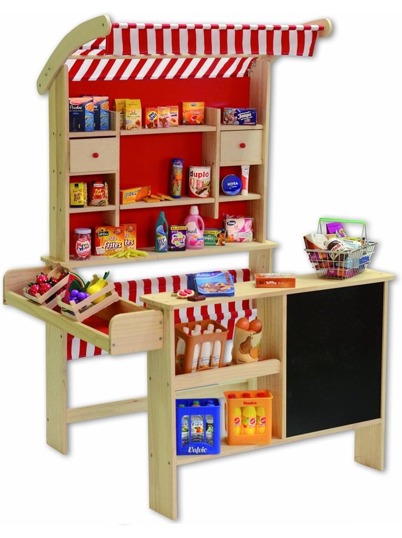 Stand de marché en bois avec accessoires Rouge - Kiabi
