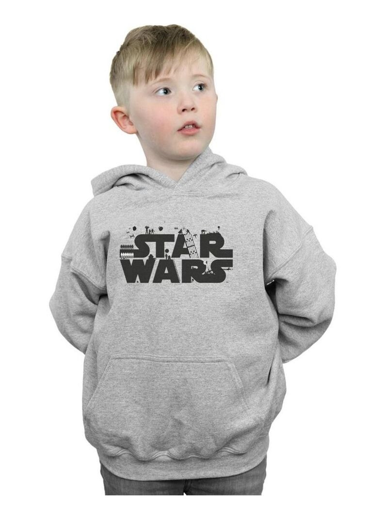 Star Wars - Sweat à capuche Gris chiné - Kiabi