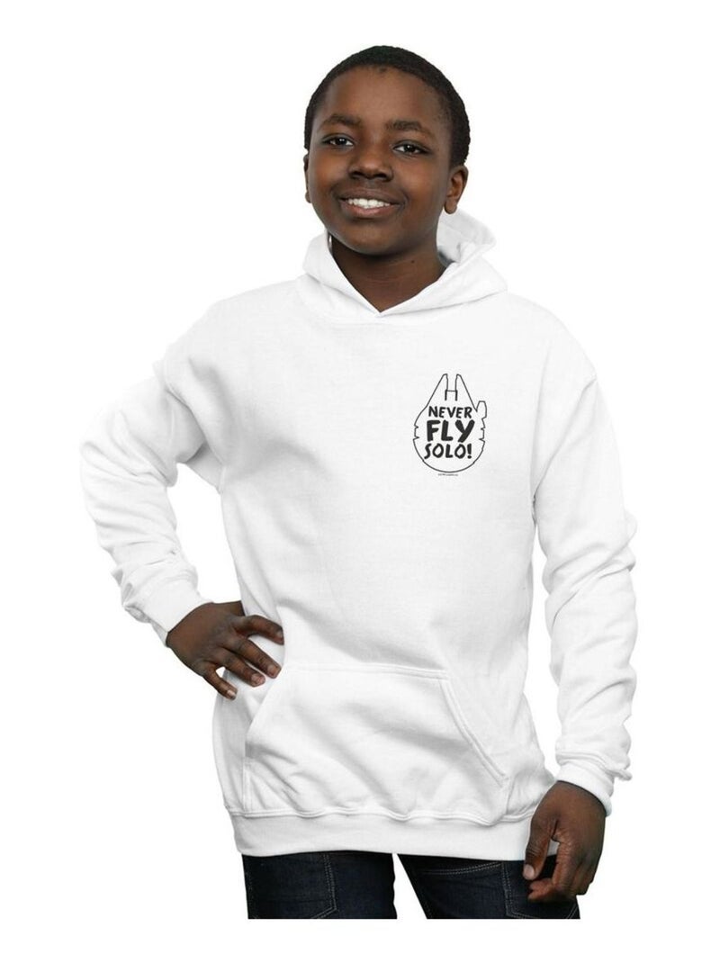 Star Wars - Sweat à capuche NEVER FLY SOLO Blanc - Kiabi
