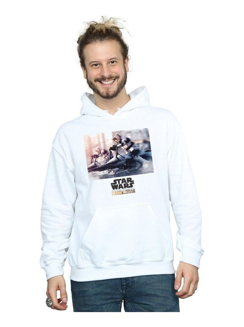 Star Wars - Sweat à capuche THE MANDALORIAN Blanc - Kiabi