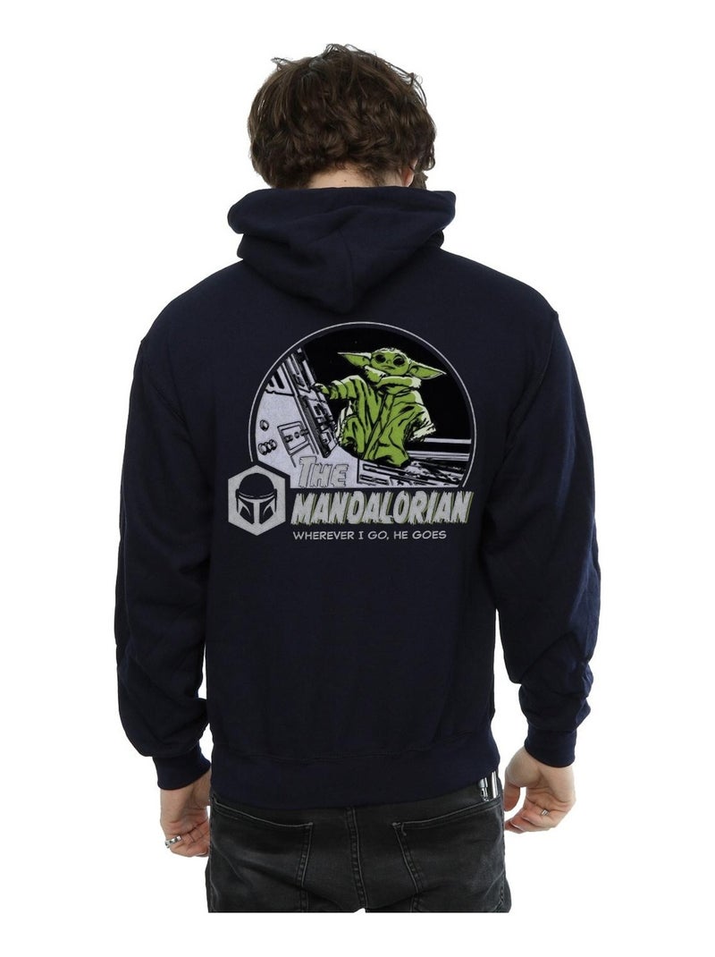 Star Wars - Sweat à capuche THE MANDALORIAN HE GOES Bleu marine - Kiabi