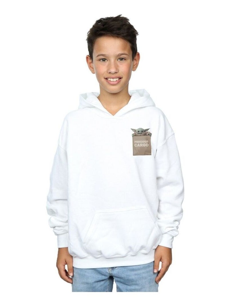 Star Wars - Sweat à capuche THE MANDALORIAN PRECIOUS CARGO Blanc - Kiabi