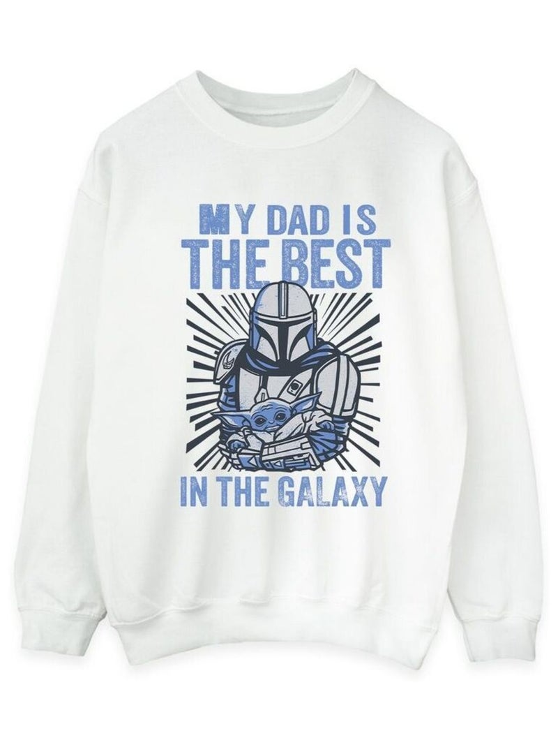 Star Wars - Sweat MANDALORIAN BEST DAD Blanc - Kiabi