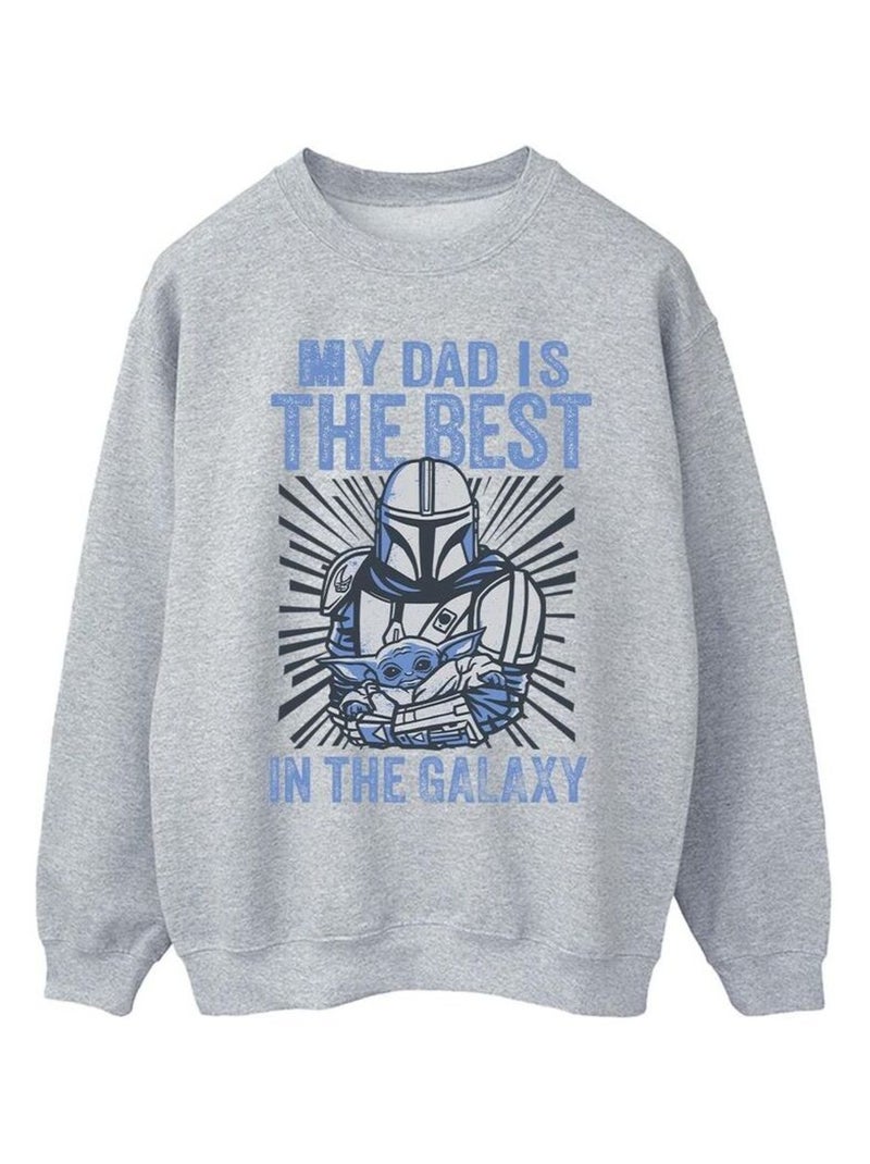 Star Wars - Sweat MANDALORIAN BEST DAD Gris chiné - Kiabi
