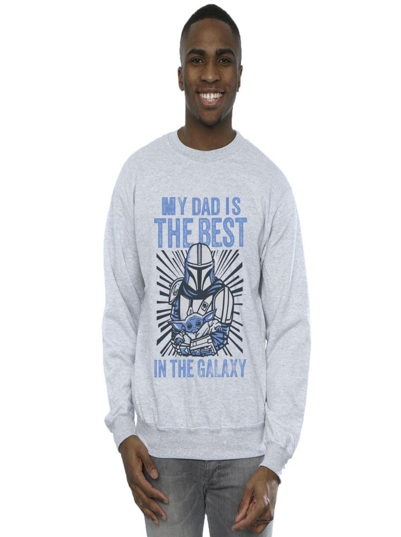 Star Wars - Sweat MANDALORIAN BEST DAD Gris chiné - Kiabi