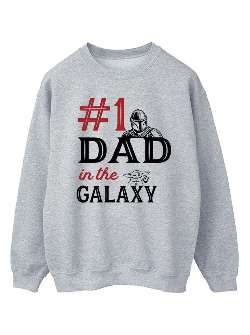 Star Wars - Sweat MANDALORIAN NUMBER ONE DAD Gris chiné - Kiabi