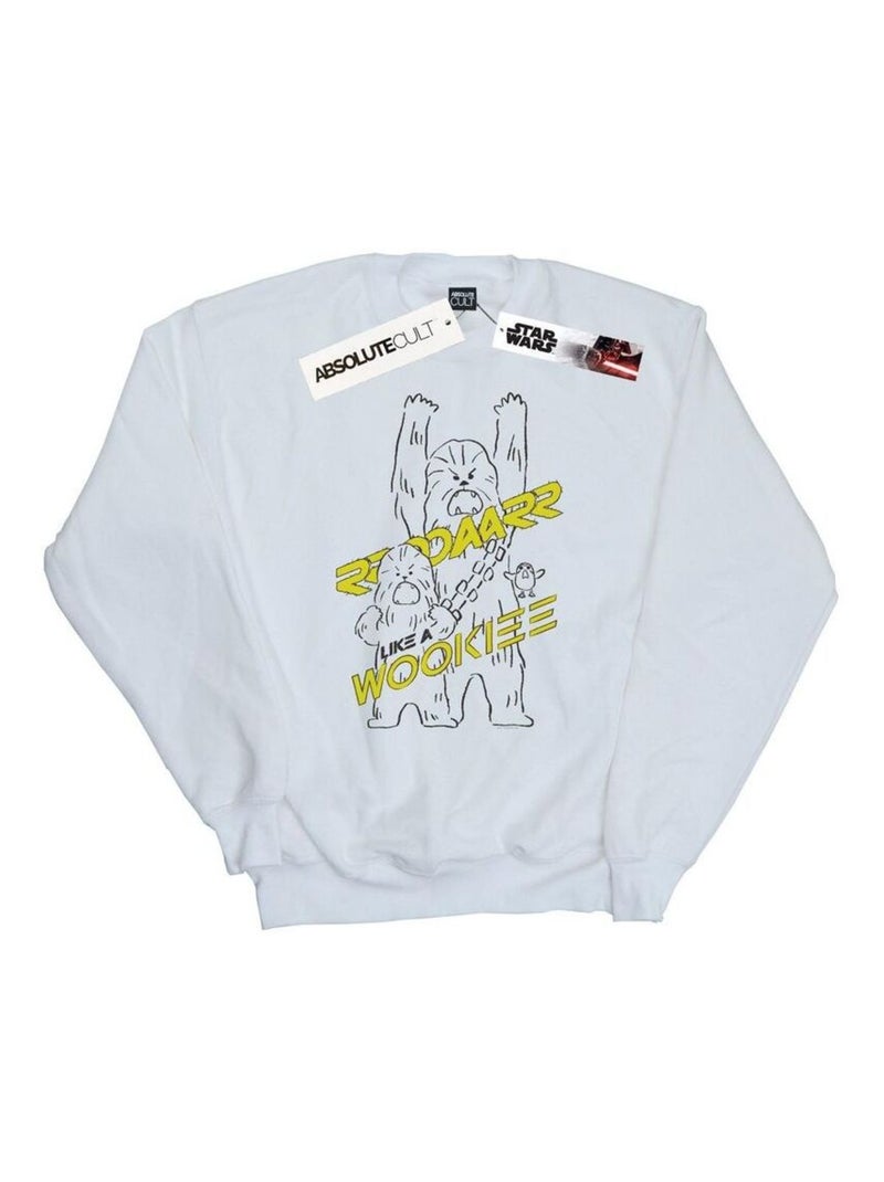 Star Wars - Sweat ROAR LIKE A WOOKIEE Blanc - Kiabi
