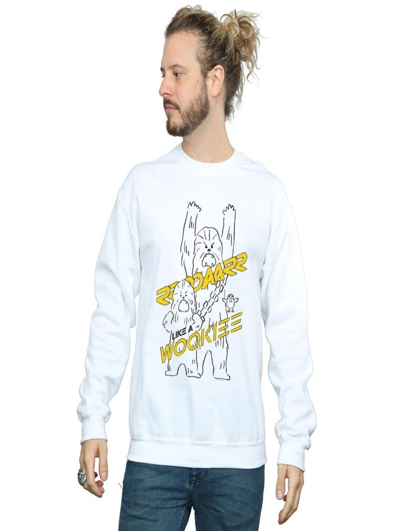 Star Wars - Sweat ROAR LIKE A WOOKIEE Blanc - Kiabi