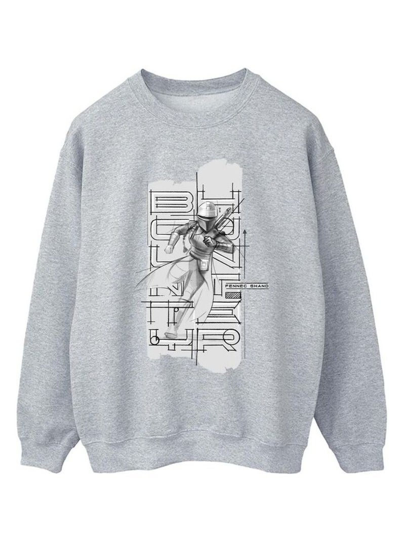 Star Wars - Sweat THE BOOK OF BOBA FETT Gris chiné - Kiabi