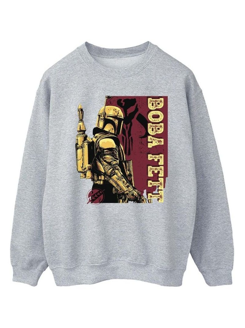 Star Wars - Sweat THE BOOK OF BOBA FETT Gris chiné - Kiabi