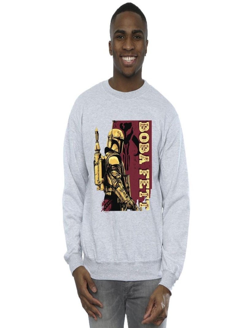Star Wars - Sweat THE BOOK OF BOBA FETT Gris chiné - Kiabi