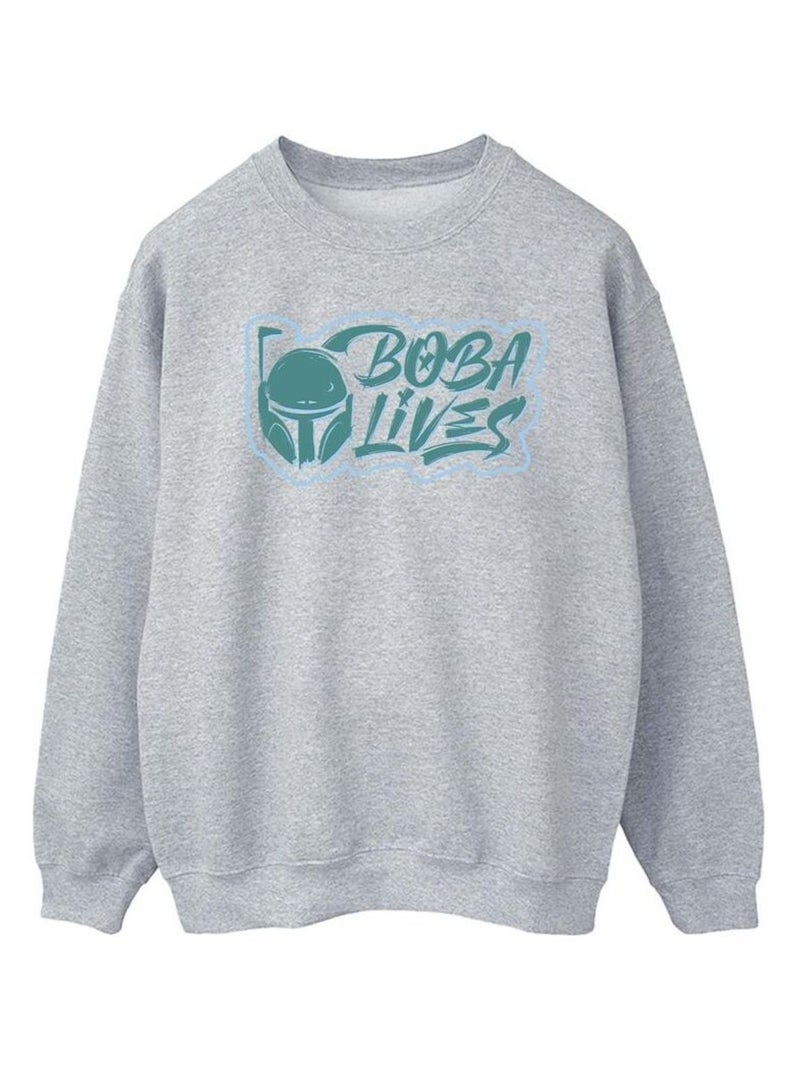 Star Wars - Sweat THE BOOK OF BOBA FETT LIVES Gris chiné - Kiabi