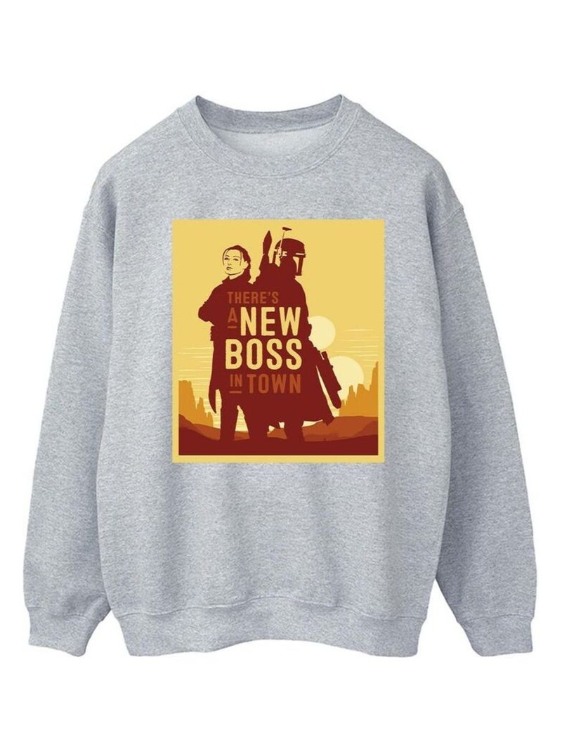 Star Wars - Sweat THE BOOK OF BOBA FETT NEW BOSS Gris chiné - Kiabi