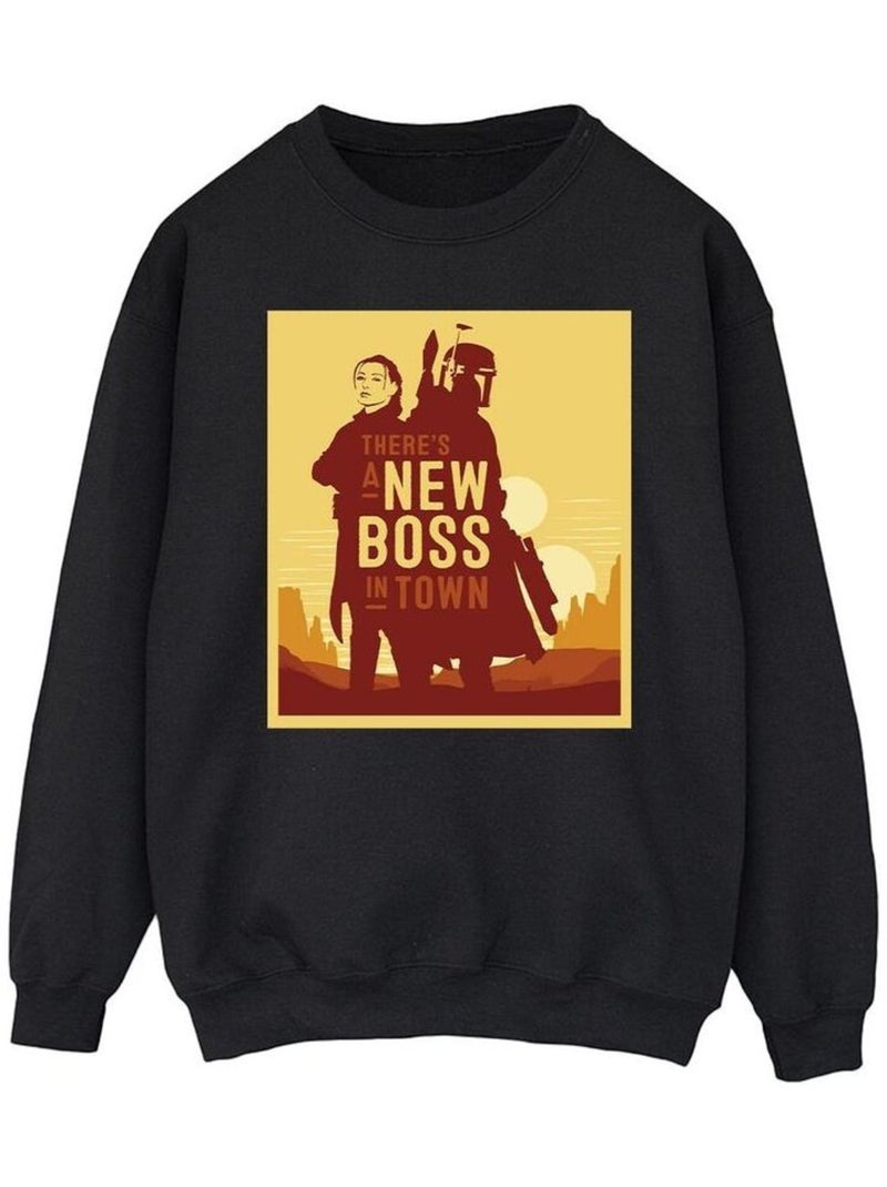 Star Wars - Sweat THE BOOK OF BOBA FETT NEW BOSS Noir - Kiabi