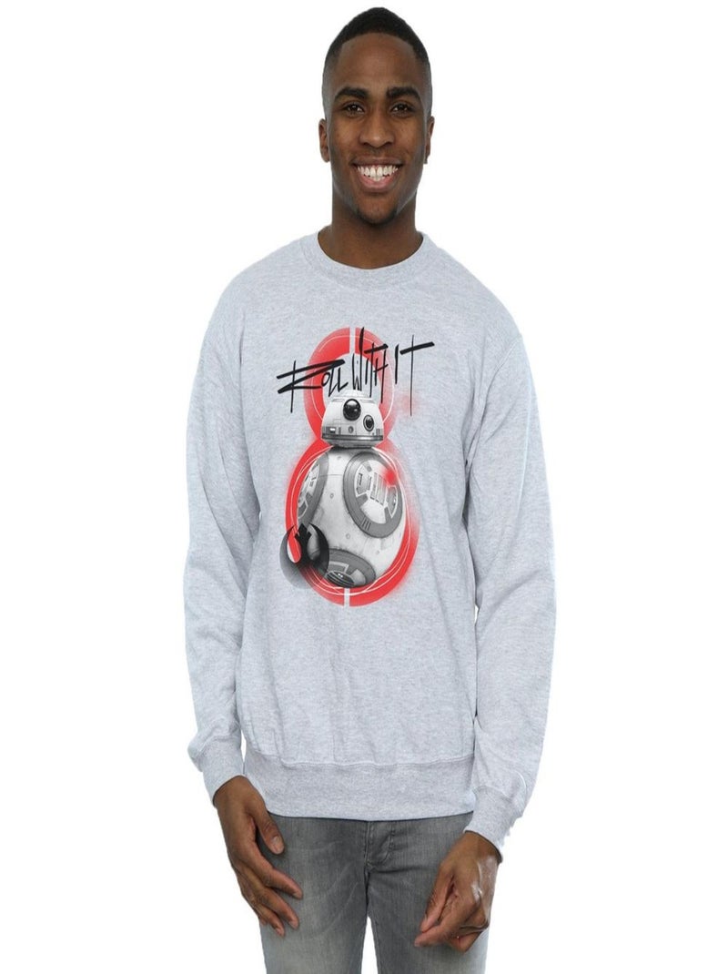 Star Wars - Sweat THE LAST JEDI ROLL WITH IT Gris chiné - Kiabi