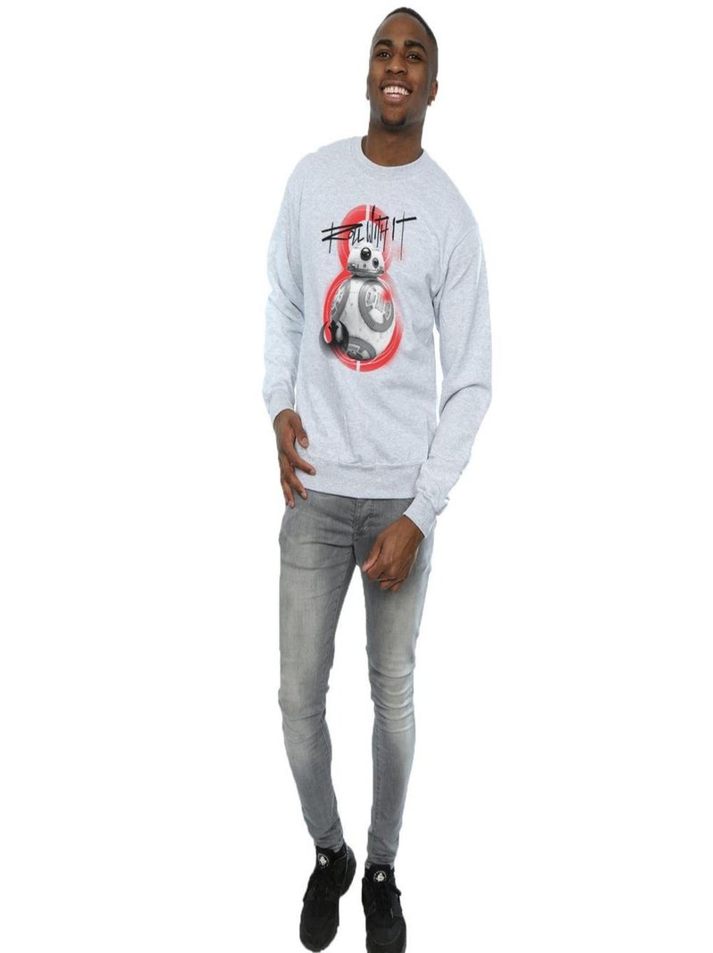 Star Wars - Sweat THE LAST JEDI ROLL WITH IT Gris chiné - Kiabi