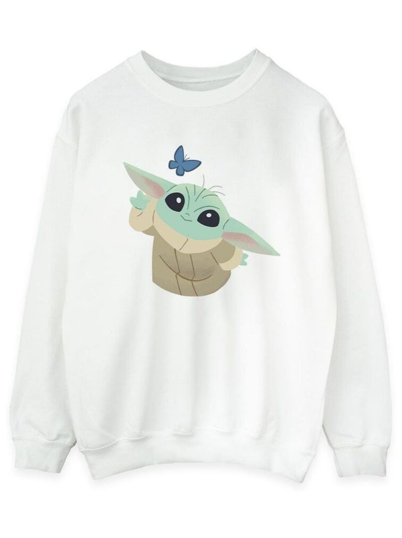Star Wars - Sweat THE MANDALORIAN BUTTERFLY CATCHING Blanc - Kiabi