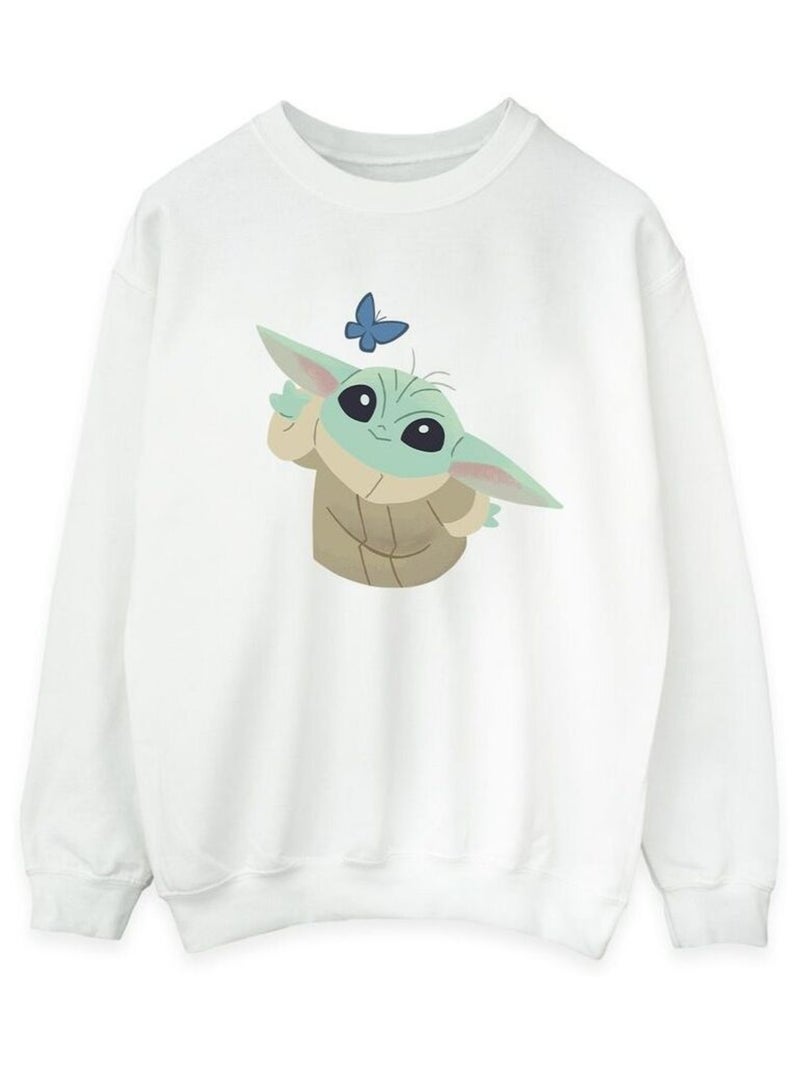Star Wars - Sweat THE MANDALORIAN BUTTERFLY CATCHING Blanc - Kiabi