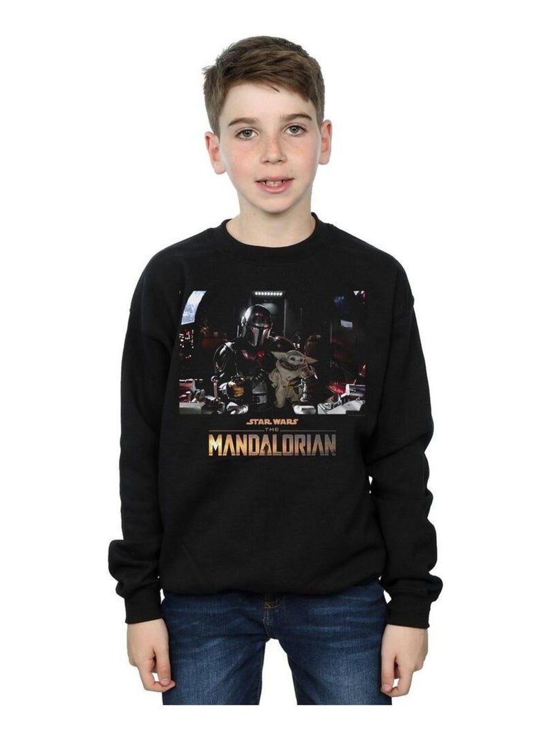 Star Wars - Sweat THE MANDALORIAN CHILD ON BOARD Noir - Kiabi