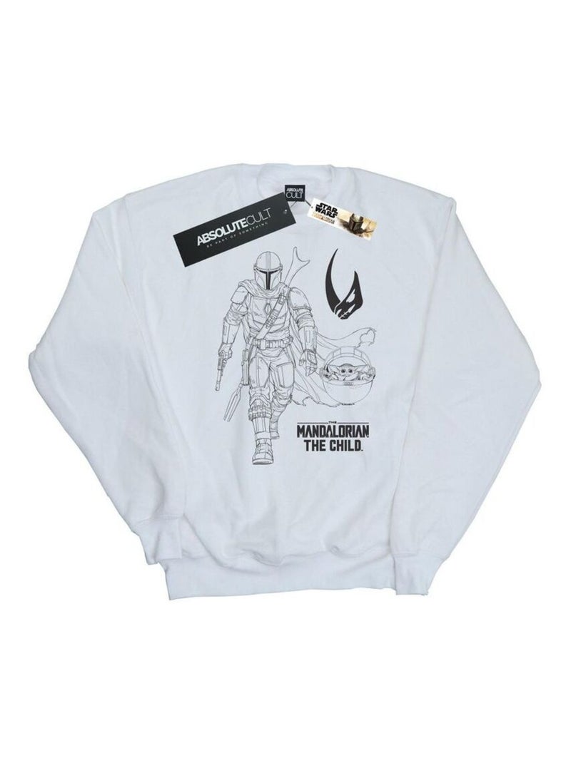 Star Wars - Sweat THE MANDALORIAN CLAN OF TWO Blanc - Kiabi