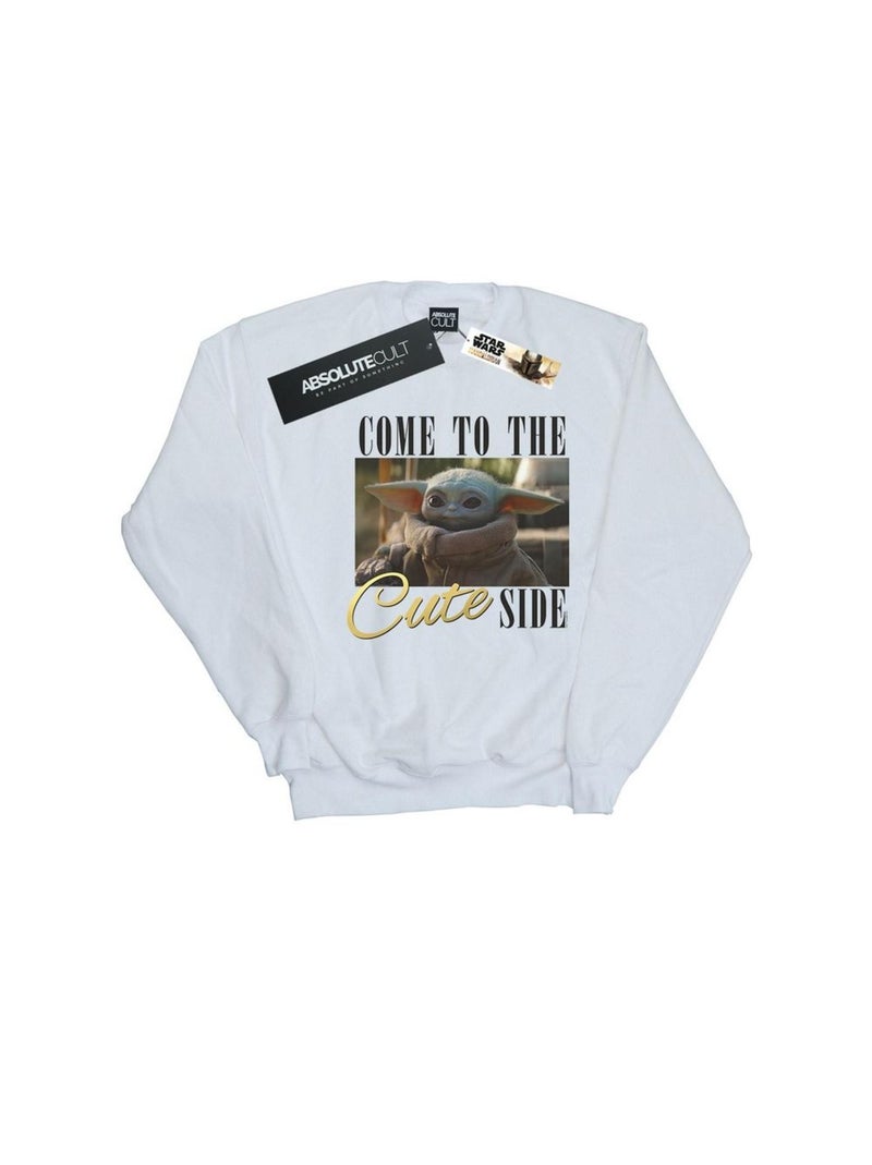 Star Wars - Sweat THE MANDALORIAN COME TO THE CUTE SIDE Blanc - Kiabi
