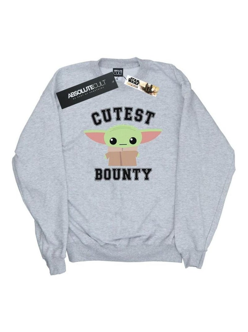 Star Wars - Sweat THE MANDALORIAN CUTEST BOUNTY Gris chiné - Kiabi