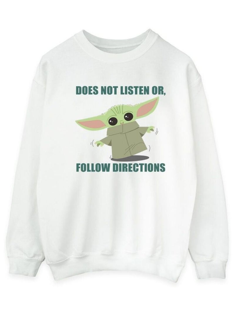 Star Wars - Sweat THE MANDALORIAN DOES NOT LISTEN Blanc - Kiabi