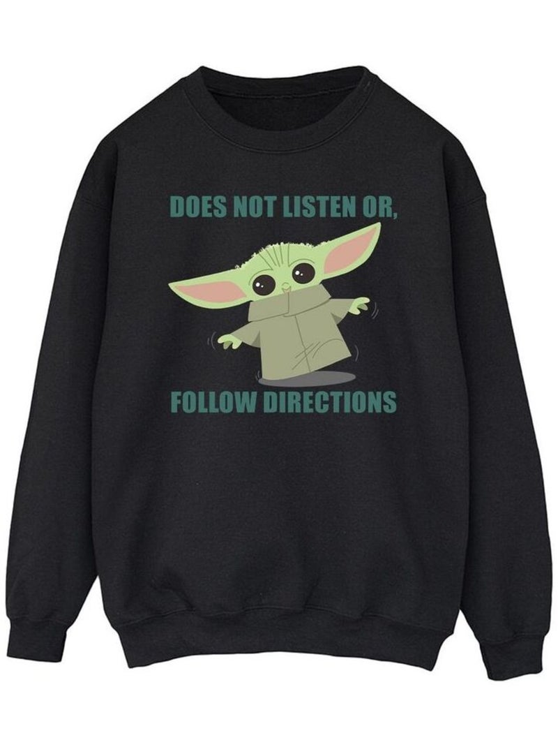 Star Wars - Sweat THE MANDALORIAN DOES NOT LISTEN Noir - Kiabi