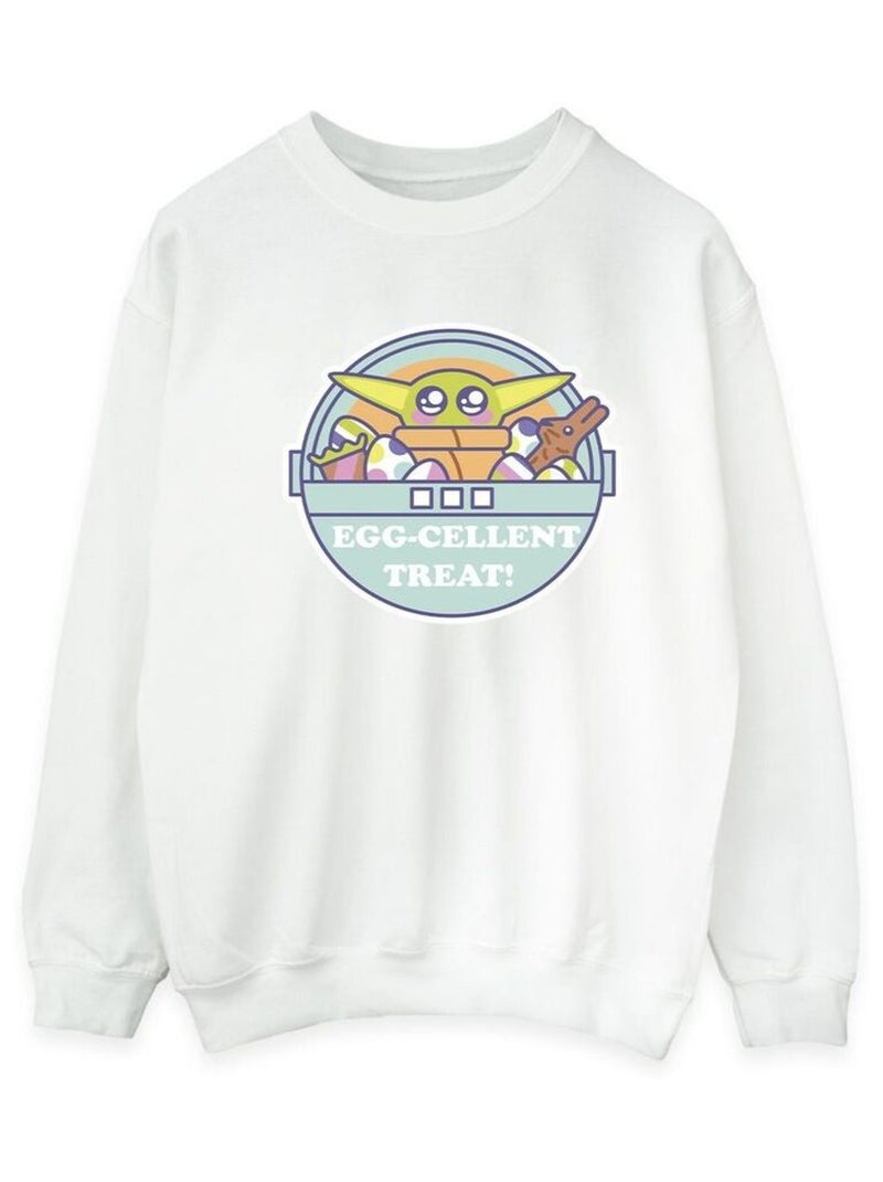 Star Wars - Sweat THE MANDALORIAN EGGCELLENT EASTER Blanc - Kiabi