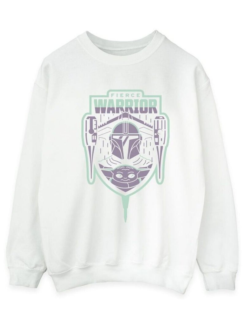 Star Wars - Sweat THE MANDALORIAN FIERCE WARRIOR Blanc - Kiabi