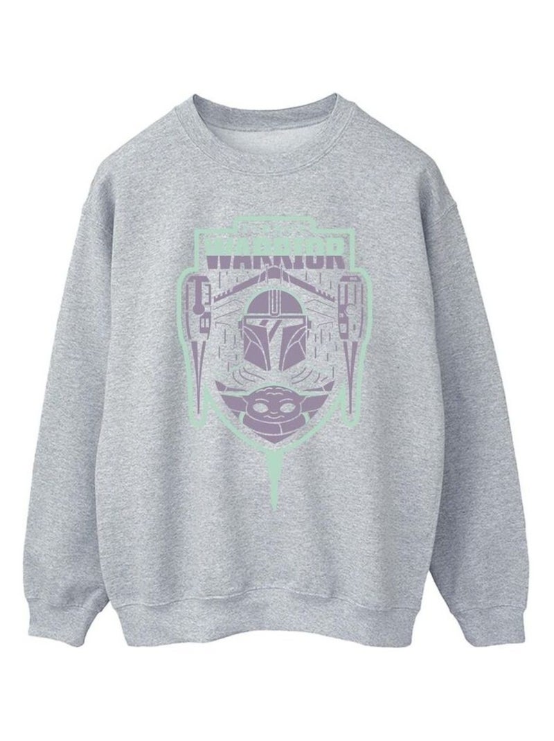 Star Wars - Sweat THE MANDALORIAN FIERCE WARRIOR Gris chiné - Kiabi