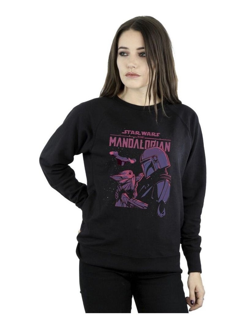 Star Wars - Sweat THE MANDALORIAN HELLO FRIEND Noir - Kiabi